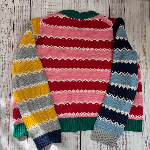 Boden Wool/Cotton Blend Crew Neck Sweater, Navy/Pink, Striped Preppy M (10) - Picture 6 of 6